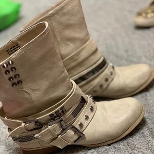 Cream ankle boots